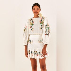 NWOT FARM RIO Pitanga Embroidery Mini Skirt Medium